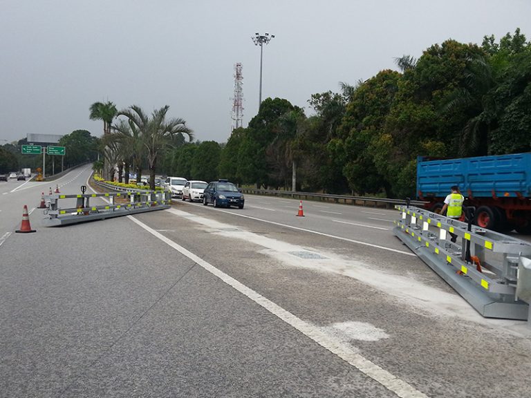 Highway guardrail construction in Malaysia